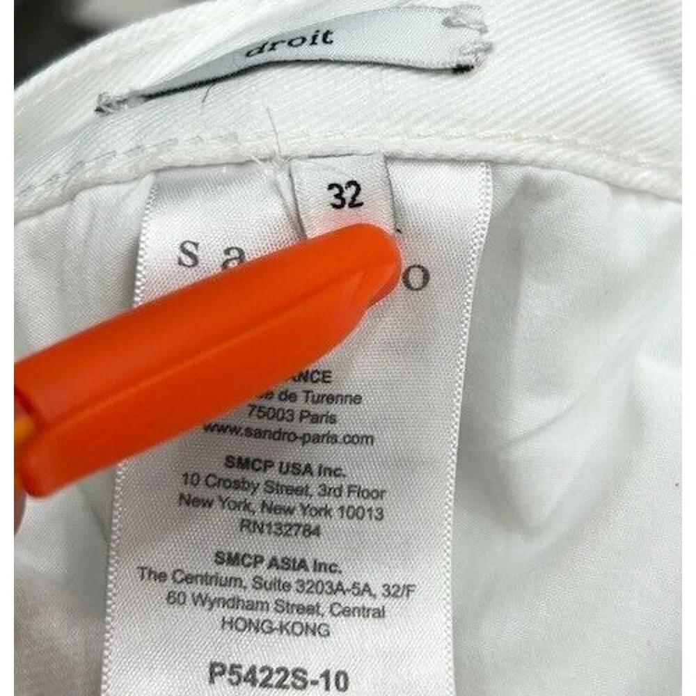 Sandro Paris Womens Droit Jeans Slim Straight Leg Button Fly Denim White Size 32